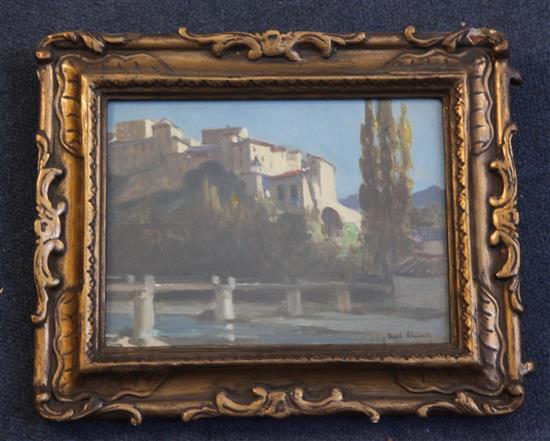 Fred Elwell (1870-1958) The Foot Bridge, Vaison la Romaine, Provence 5.5 x 7.5in.